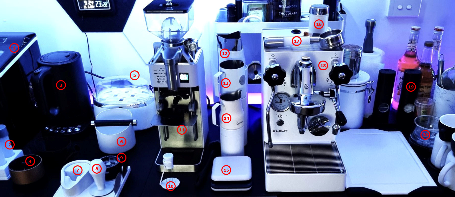 Coffee Set-up Numbered